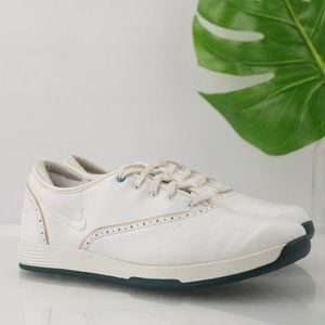 Nike Women's Lunar Duet Golf Sneaker Athletic Shoe Size 8.5 White Leather LaceUp